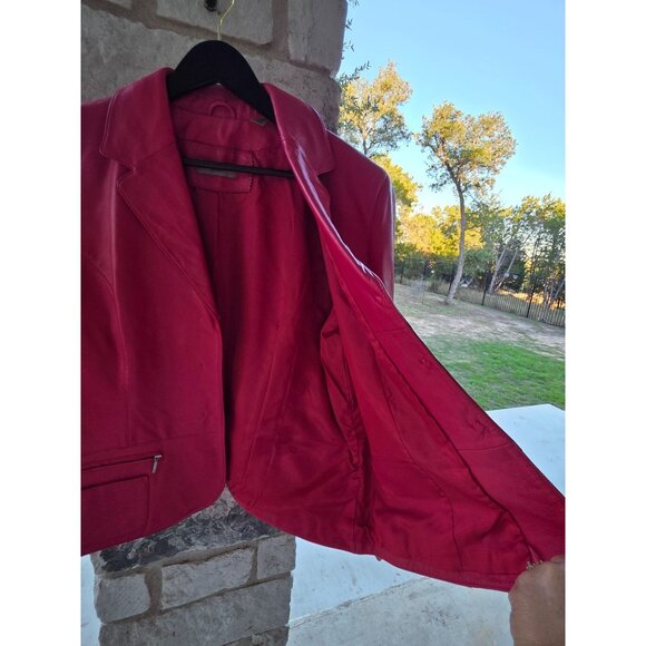 i.e. Pink Buttery Leather Jacket With Zipper Pockets & Notched Lapel Large to XL - Picture 4 of 12